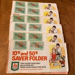 Vintage S & H Green Stamps Gift Saver Books Lot of 6 All Pages Full